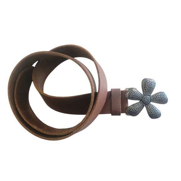 Silpada Brown Belt with Silver Flower Buckle - Picture 2 of 7